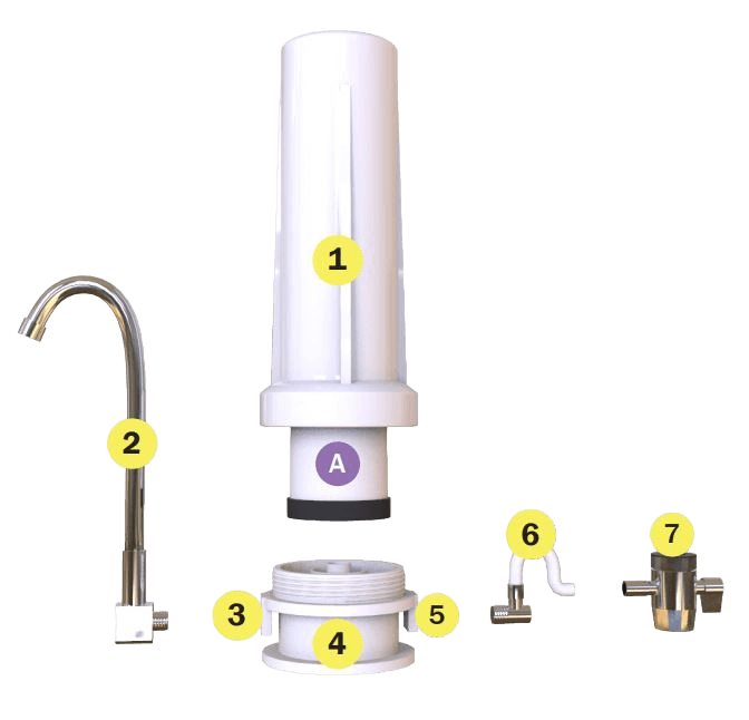 Doulton Single Countertop Water Filter Ultracarb Component Diagram
