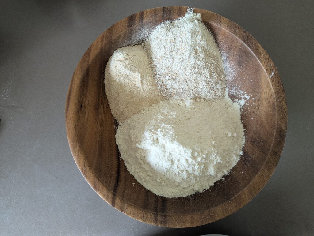 Store bought flour - freshly milled wheat - freshly milled rye