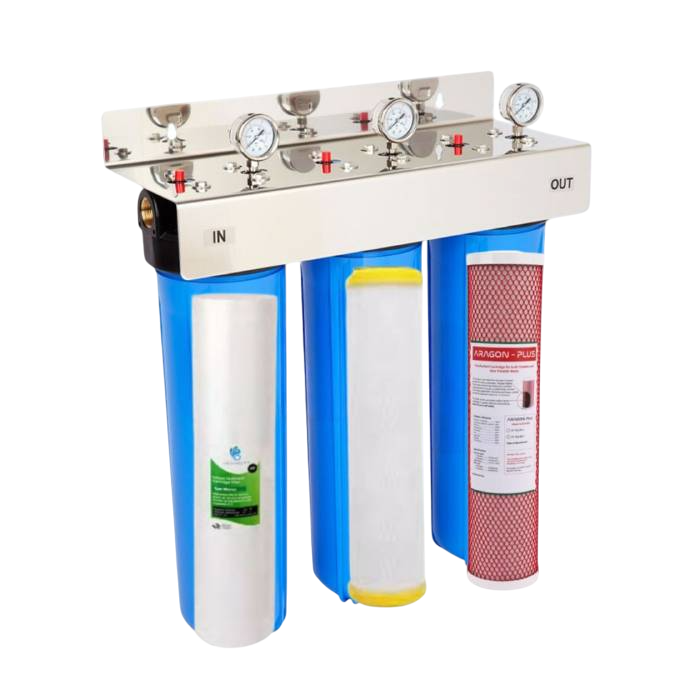 Triple Whole House High Flow 20 Inch Water Filter with Cartridges