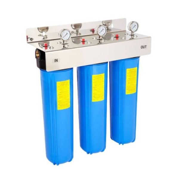 Triple Whole House High Flow 20 Inch Water Filter with SS Bracket 600