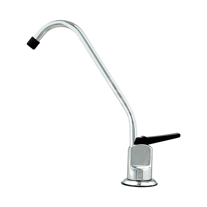 Chrome Spring Loaded Faucet with Black Lever