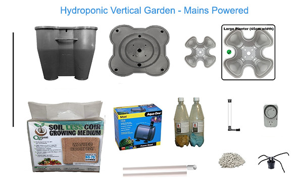 Hydroponic Vertical Garden System - Mains Powered Package Contents