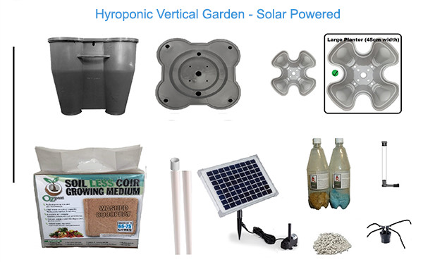 Hydroponic Vertical Garden System - Solar Powered Package Contents